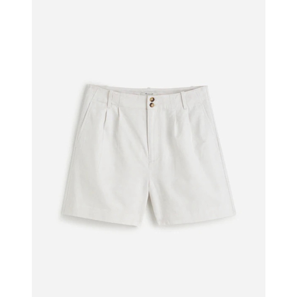 EUC Madewell The Drapey Twill Pleated Short size 6 white NU664 - Picture 1 of 5
